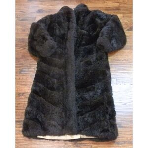 Vintage New Zealand Opossum Fur Reversible Long Coat Size 12
